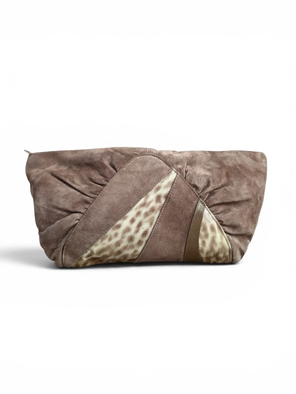 Jasmin Vintage Patchwork Suede and Snakeskin-Embossed Leather Convertible Clutch